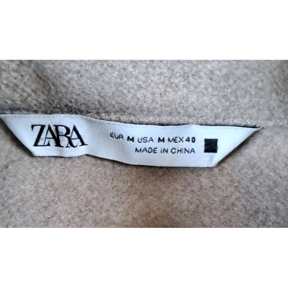 Zara Mens Tan Button Up Shacket Jacket Chest/ Side Pockets M Heavy Cozy Casual - Picture 2 of 6